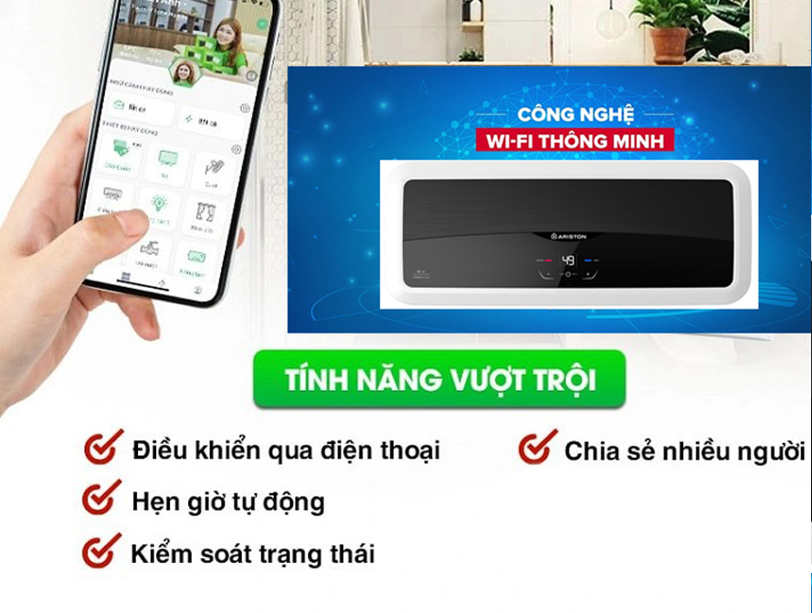 Cách kết nối wifi bình nóng lạnh Ariston 30 lít Slim3 Top Wifi