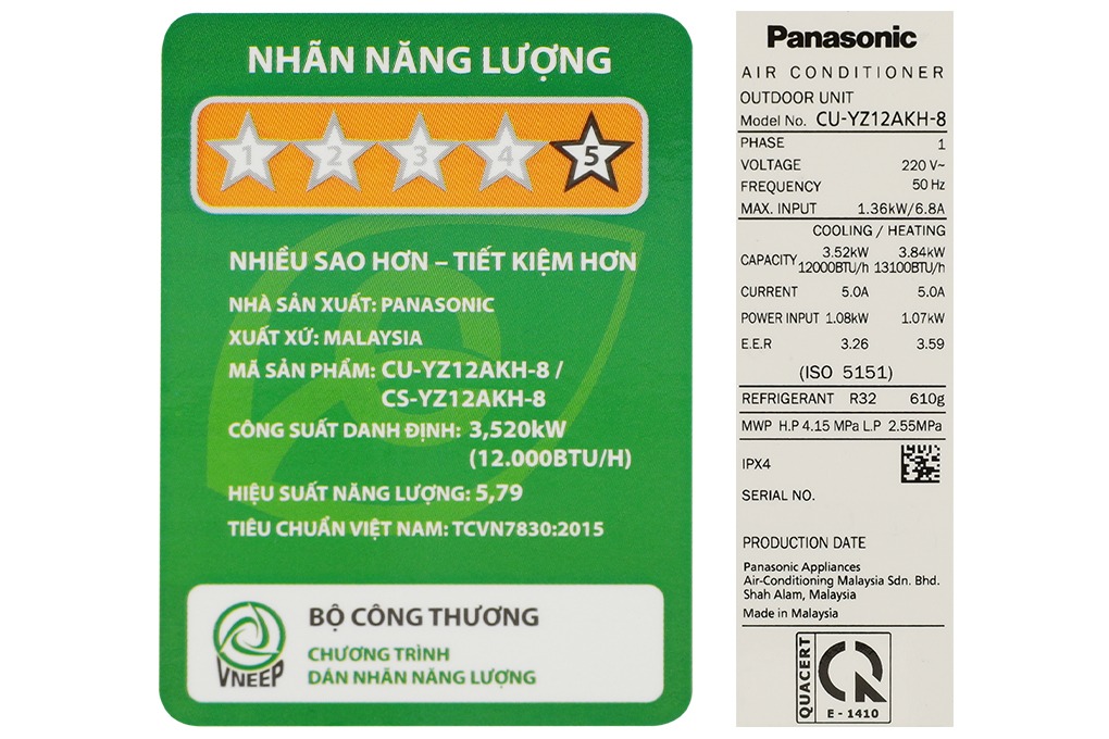 So sánh điều hòa Panasonic CU/CS-YZ12AKH-8 hay CU/CS-XZ12ZKH-8 tiết kiệm điện hơn?