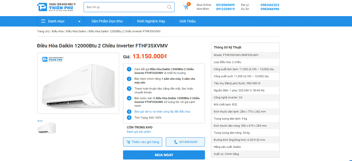 Tìm hiểu giá điều hòa Daikin FTHF35XVMV