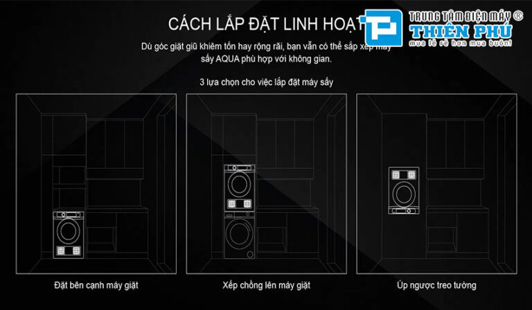 Máy sấy quần áo Aqua AQH-V901K.PS 9Kg sấy nhanh, diệt khuẩn, bảo vệ sợi vải tối ưu