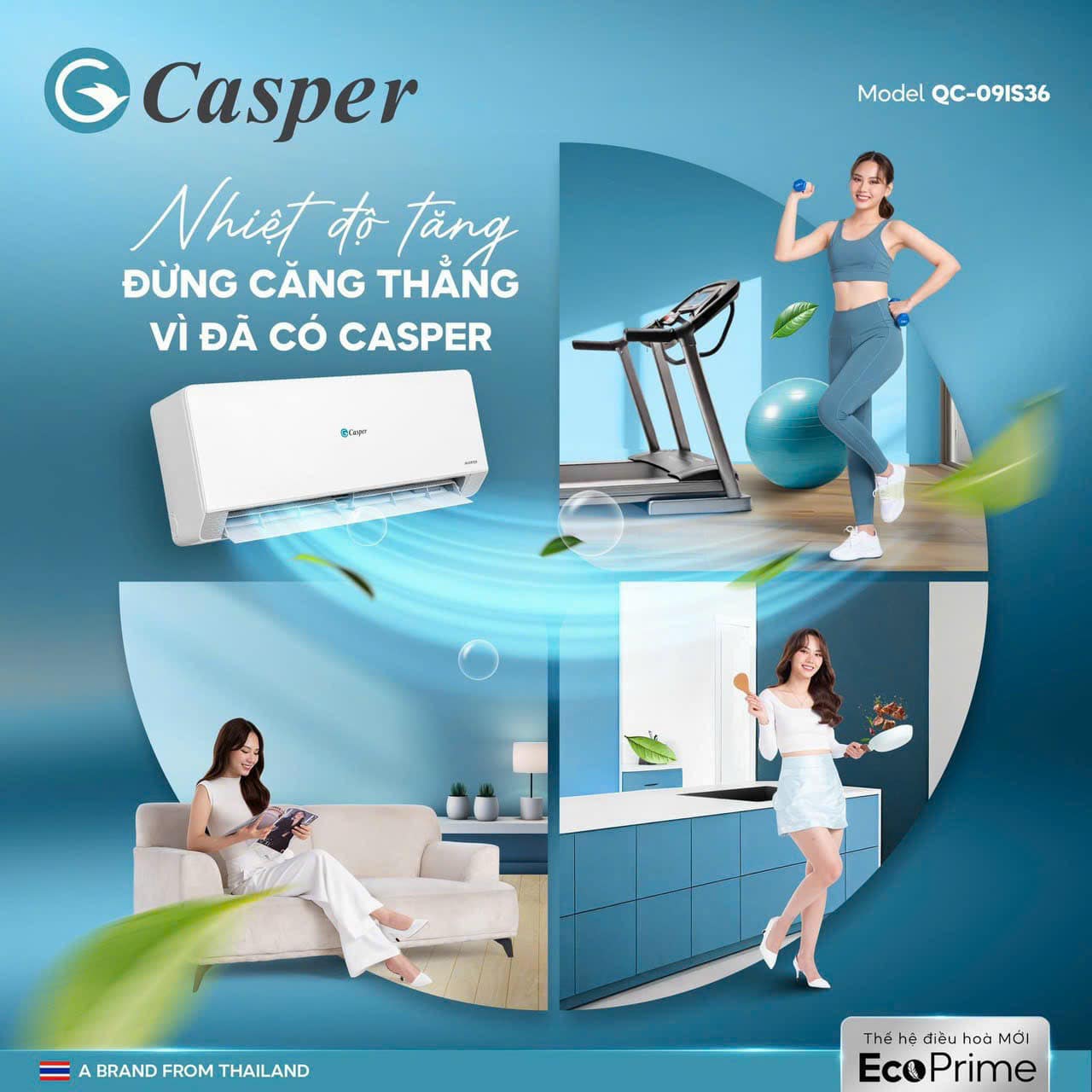 Làm lạnh tức thì, tiết kiệm tối đa với điều hòa Casper inverter QC-09IS36