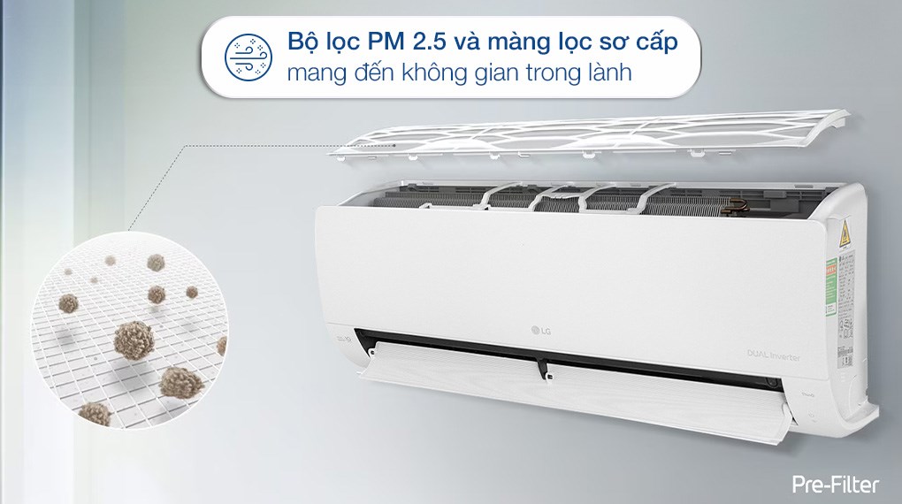 Bảo vệ sức khỏe với điều hòa LG Inverter V13WIN1, lọc bụi PM 2.5