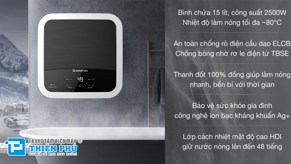 Bình nóng lạnh Ariston ANDRIS2 30LUX-D nhiều công nghệ mà giá chỉ 3tr150k