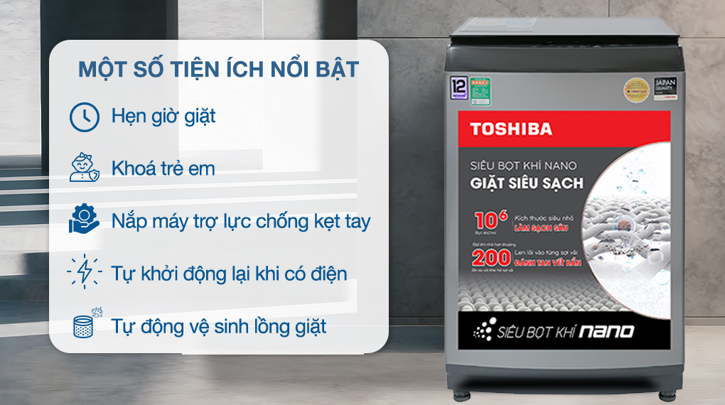 Máy Toshiba inverter AW-DUK1300KV(SG) nâng cao khả năng giặt giũ cho mọi gia đình