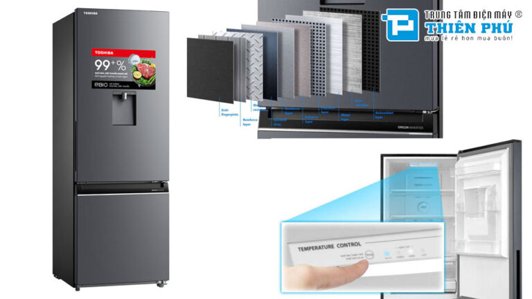 Tủ lạnh Toshiba inverter GR-RB405WEA-PMV(06)-MG tiết kiệm điện, thiết kế sang trọng, vận hành êm ái