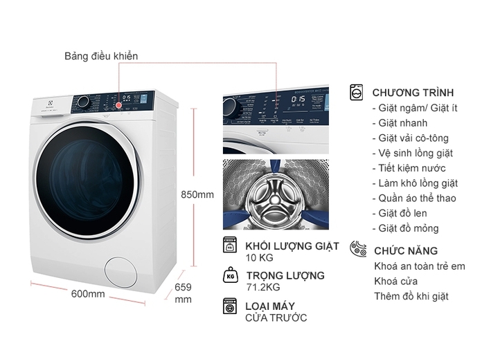 Máy giặt Electrolux 10 kg EWF1024P5WB- Sự lựa chọn hoàn hảo cho gia đình