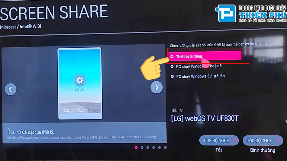 Làm sao để kết nối Smart tivi LG 55 inch 55UT8050PSB với điện thoại?