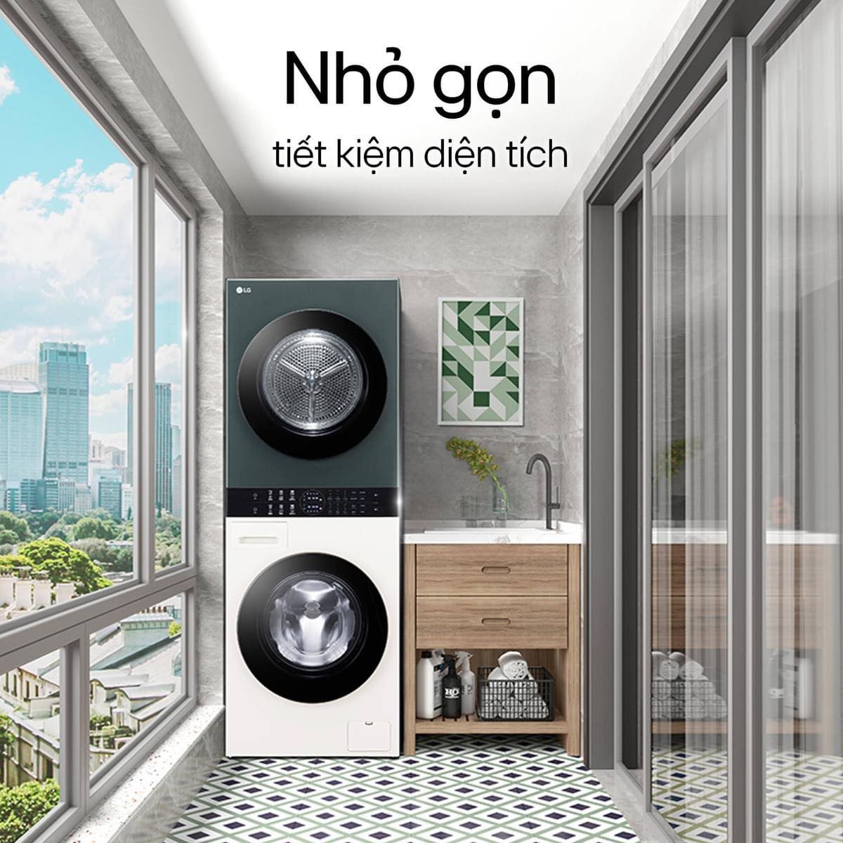 Trải nghiệm cuộc sống hiện đại hơn cùng tháp giặt sấy LG WT1410NHEG