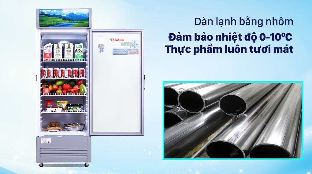 Tủ mát Sanaky inverter VH-358K3L, sử dụng thả ga tiết kiệm điện tối đa