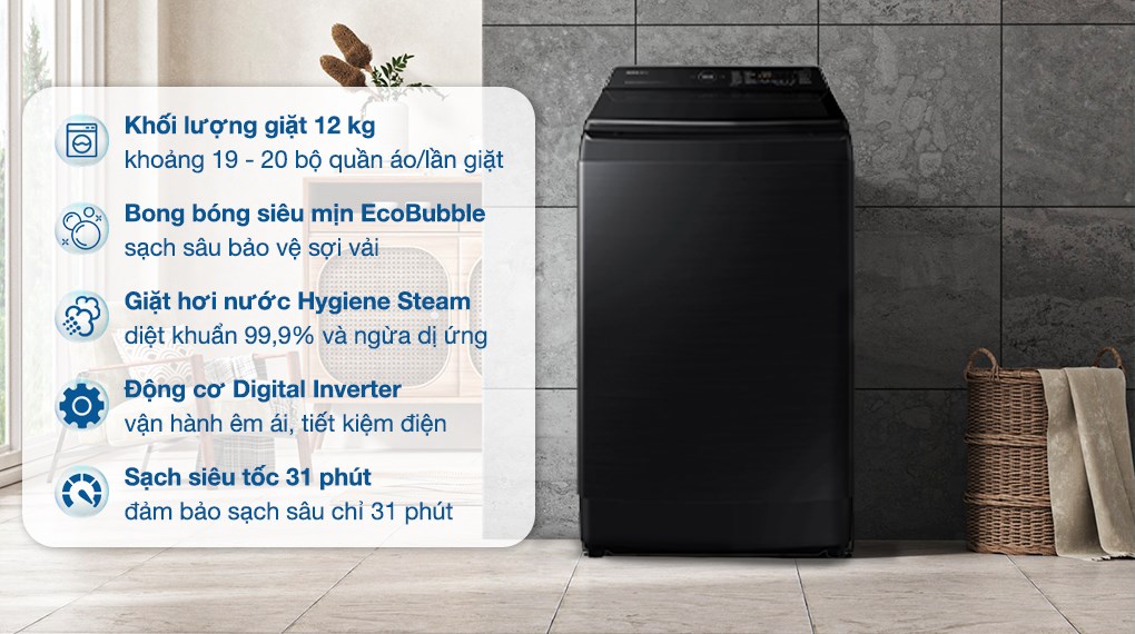 TOP 3 máy giặt sấy Samsung 12kg cửa trên đáng mua năm 2024