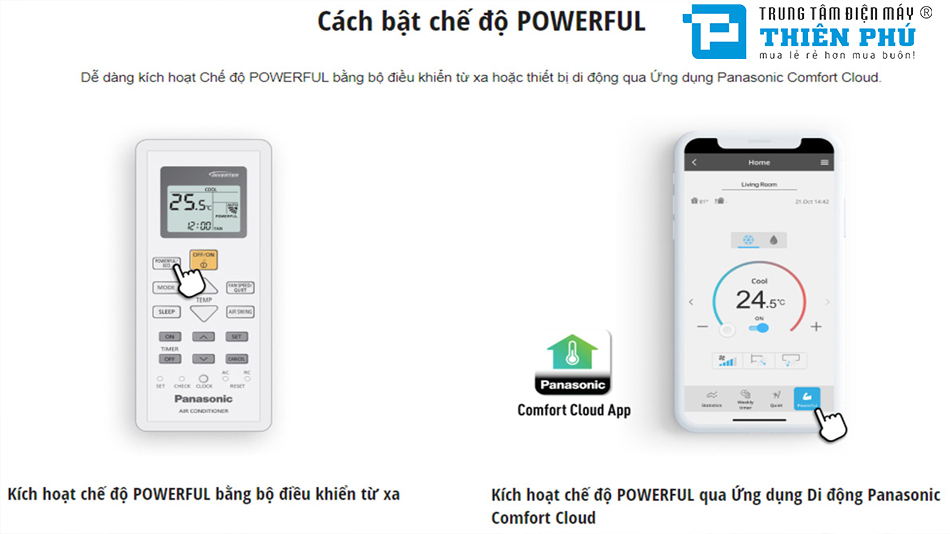 Hướng dẫn sử dụng chế độ làm lạnh Powerful trên điều hòa Panasonic