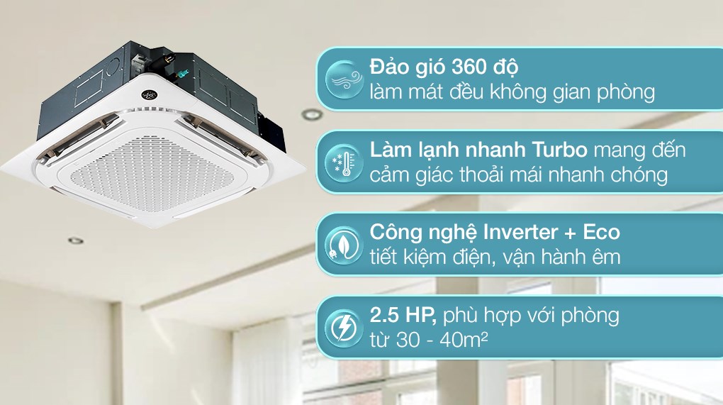 TOP 3 điều hòa âm trần  dùng cho không gian 40m2 nổi bật nhất hiện nay