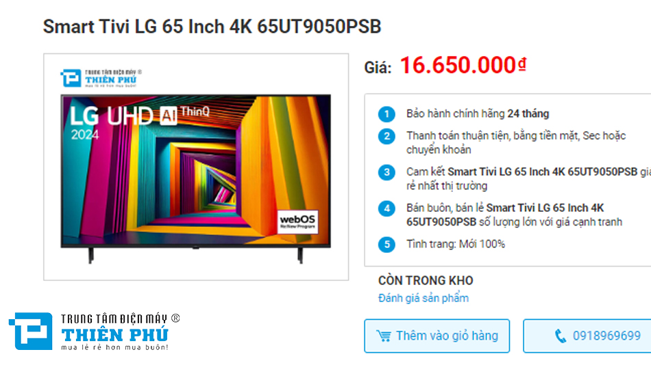 Tivi LG 65 inch 65UT9050PSB phù hợp không gian nào, giá bao nhiêu?