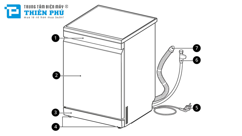 Mặt trước máy rửa bát LG 14 bộ LDT14BLA4