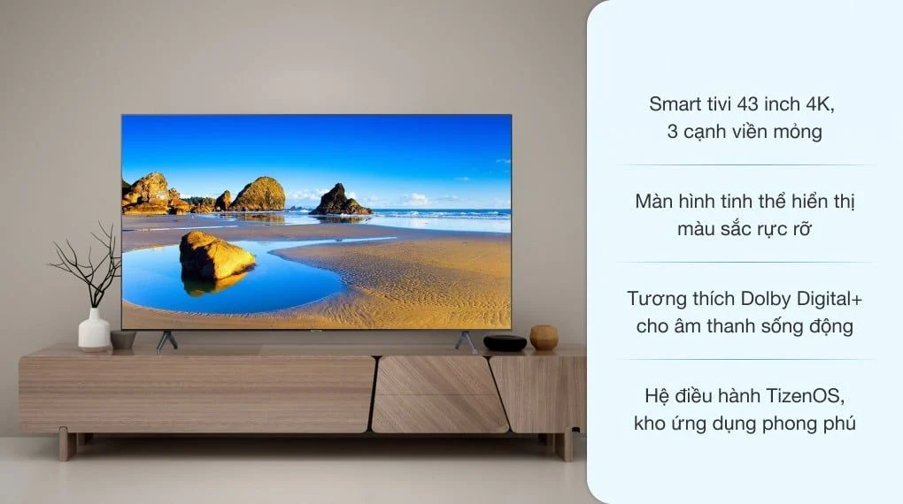 Smart Tivi Samsung UA43AU7002KXXV- Đánh giá thiết kế, hình ảnh, âm thanh và tiện ích