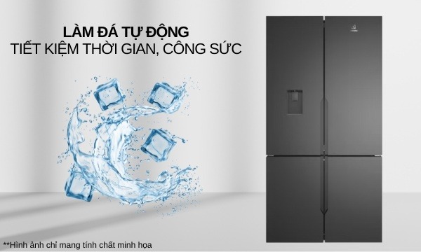 Tủ lạnh Electrolux EQE5660A-BLàm đá tự động AutoIce - Tăng thêm nhanh 25% lượng đá