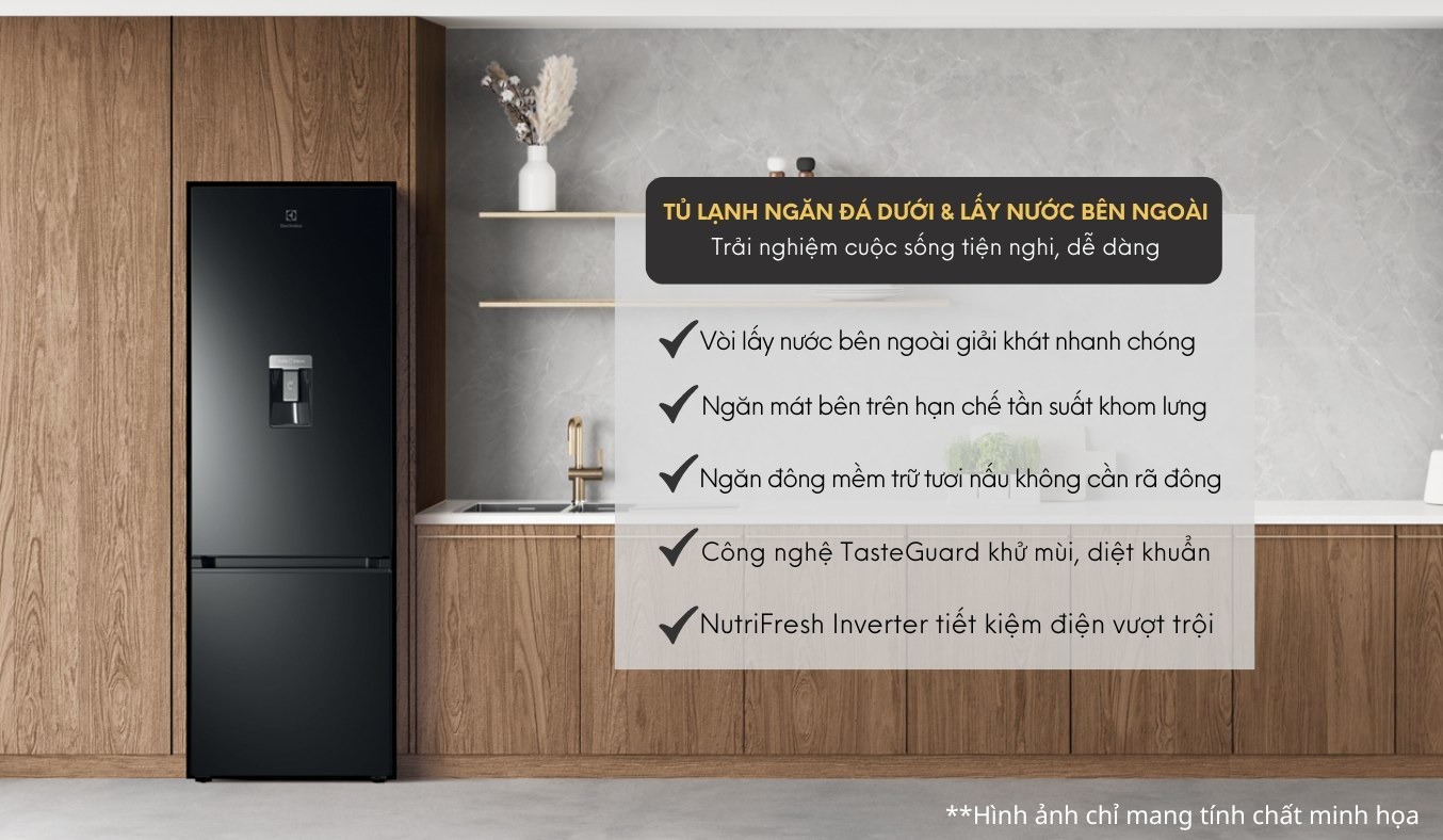 Tủ lạnh Electrolux thiết kế sang trọng và hiện đại phù hợp với mọi không gian