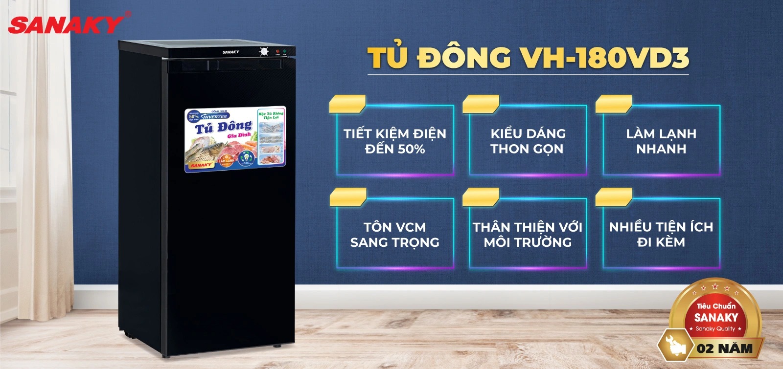 Đánh giá, phân tích tủ đông Sanaky Inverter VH-180VD3 chất lượng có bền không?