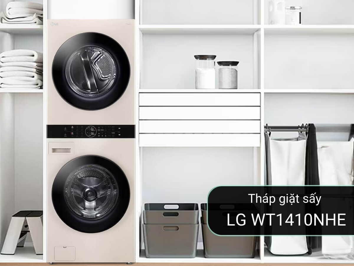 Tháp giặt sấy LG WashTower™ WT1410NHE tô điểm không gian sống hiện đại trong ngôi nhà của bạn