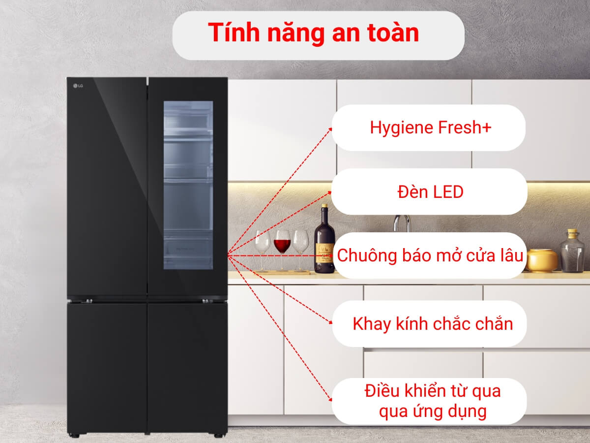 Tủ lạnh LG 4 cánh LFB61BLGAI mặt gương đẳng cấp cùng nhiều công nghệ