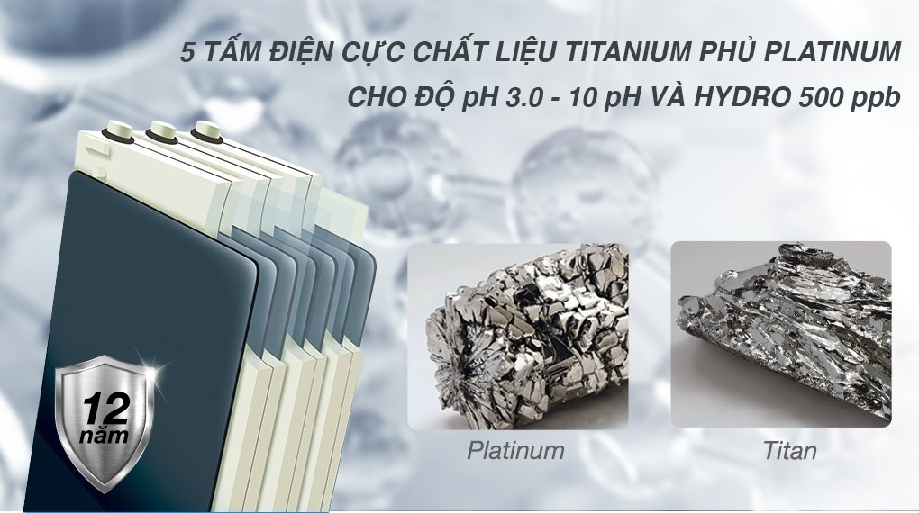 Máy được trang bị 5 tấm điện cực chất lượng cao