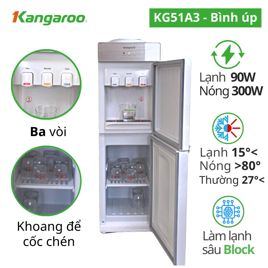 Tìm hiểu những tính năng nổi bật ở cây nước nóng lạnh Kangaroo giá rẻ KG-51A33