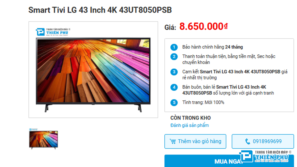 Tìm hiểu các công nghệ hình ảnh trên Smart tivi LG 43 inch 43UT8050PSB