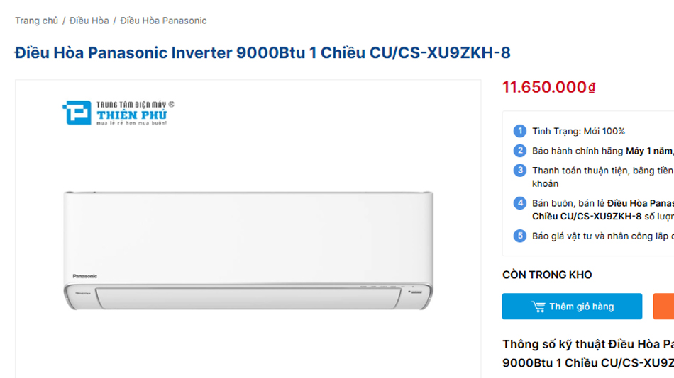 Review giá và tính năng điều hòa Panasonic 9000btu inverter CU/CS-XU9ZKH-8