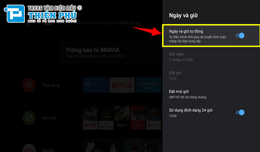 Hướng dẫn cách điều chỉnh ngày và giờ trên google tivi Sony và Android TV
