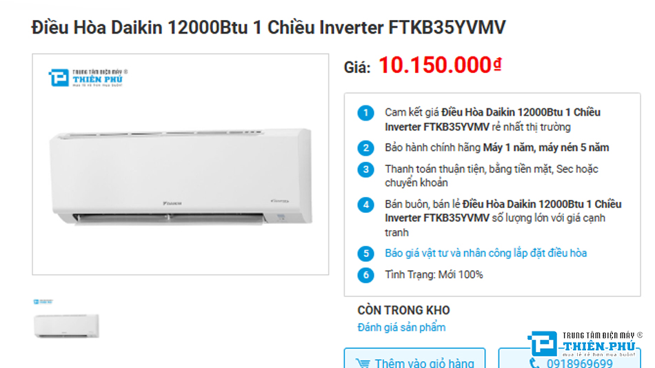 Tìm hiểu giá bán và chất lượng của điều hòa daikin FTKB35YVMV