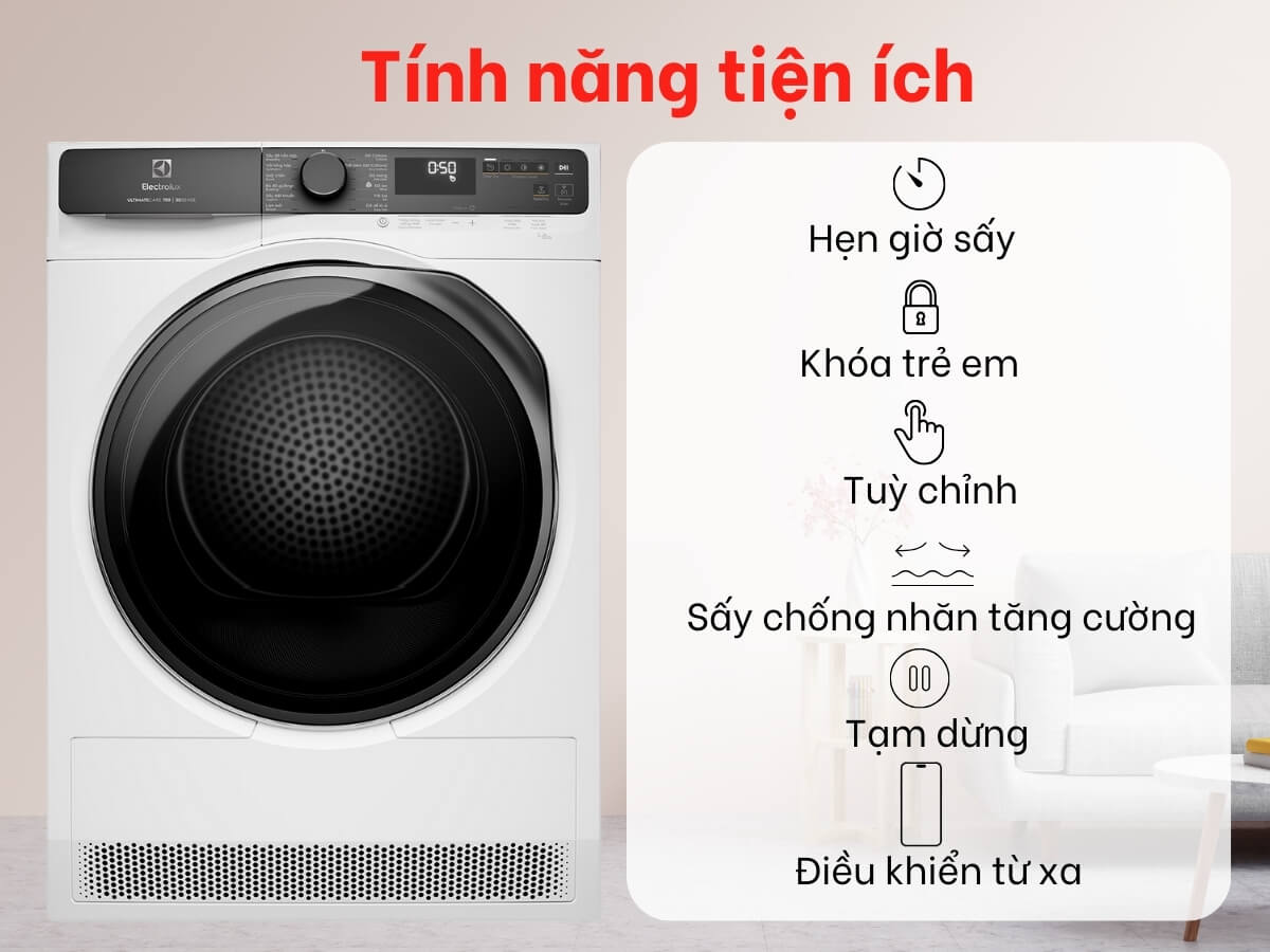 Bạn đã nắm được những công nghệ có trong máy sấy quần áo Electrolux 9kg bơm nhiệt EDH903R7WC chưa?