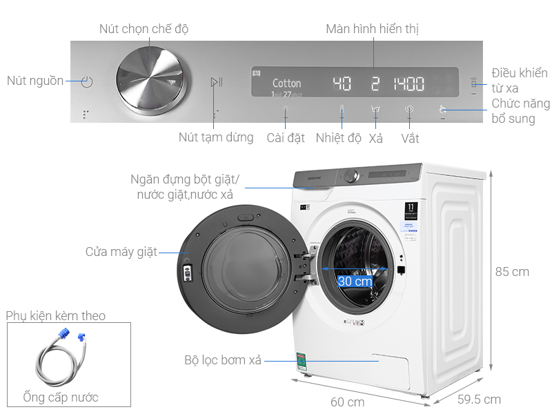 Đánh giá ưu nhược điểm máy giặt samsung WW12CGP44DSH/SV