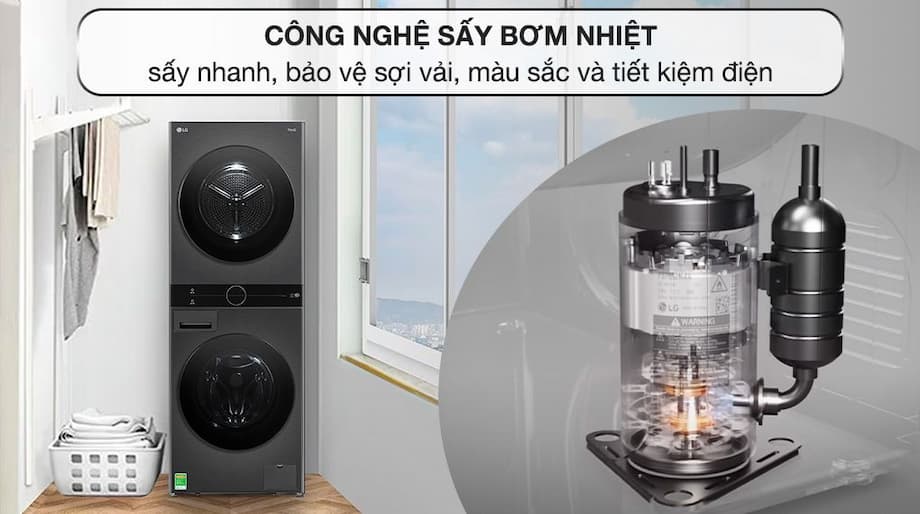 5 lý do khiến bạn nên sở hữu tháp giặt sấy LG WT1410NHB cho gia đình