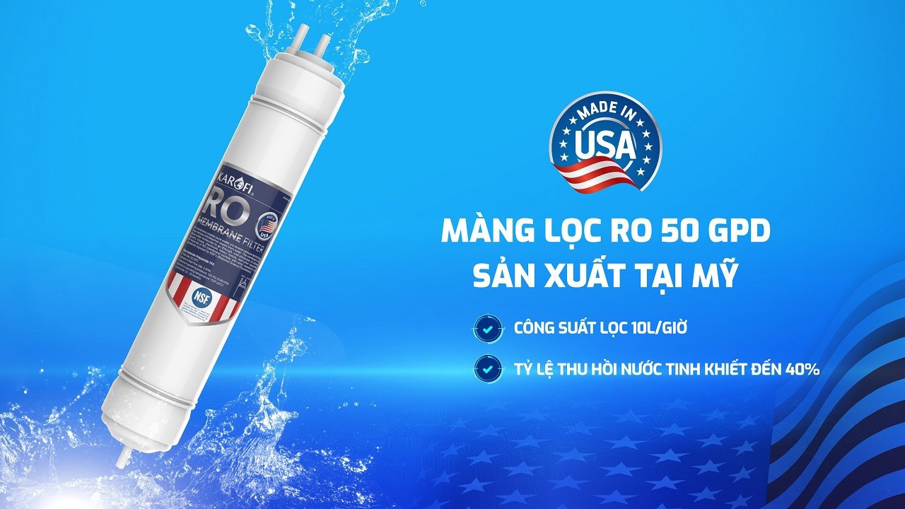 Máy lọc nước Karofi sử dụng màng RO Purifim 50GPD