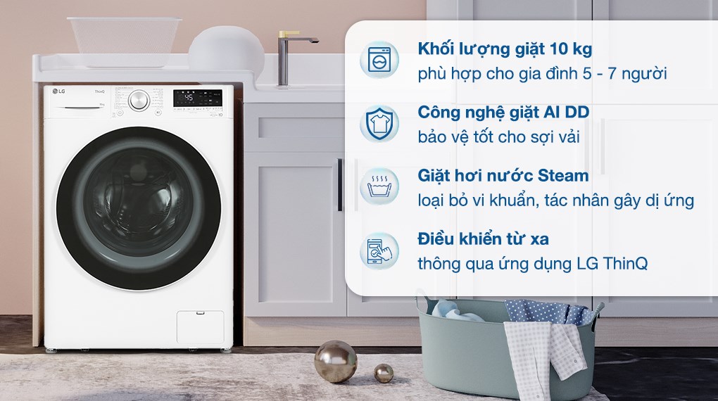 Máy giặt LG 10Kg FV1410S4W1 - Hiện đại, tiết kiệm và hiệu quả