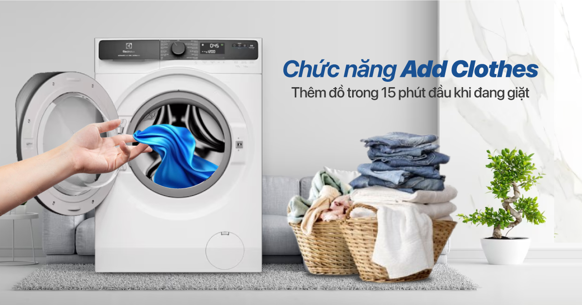 Máy giặt electrolux 10kg EWF1023P5WC- Máy giặt thông minh, thiết kế thanh lịch