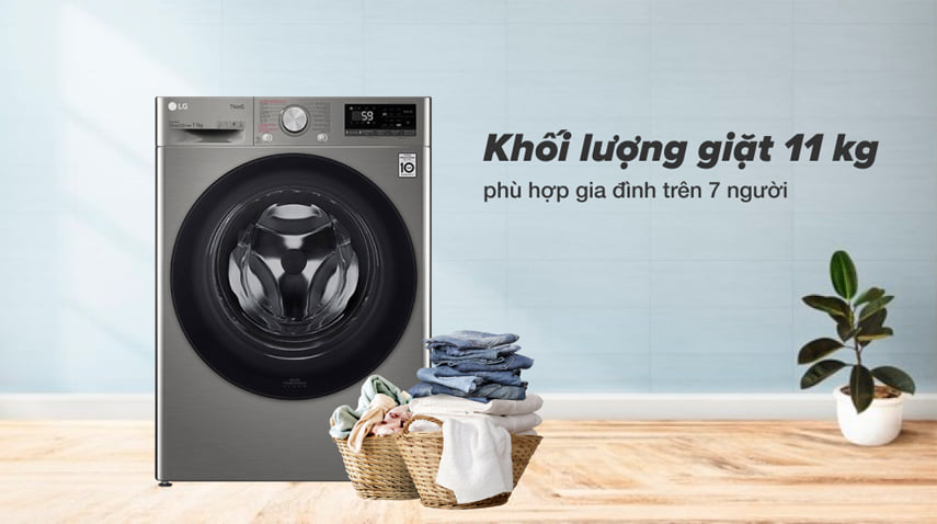 Máy giặt LG 11Kg FV1411S4P - Chinh phục mọi nhu cầu giặt giũ của mọi nhà