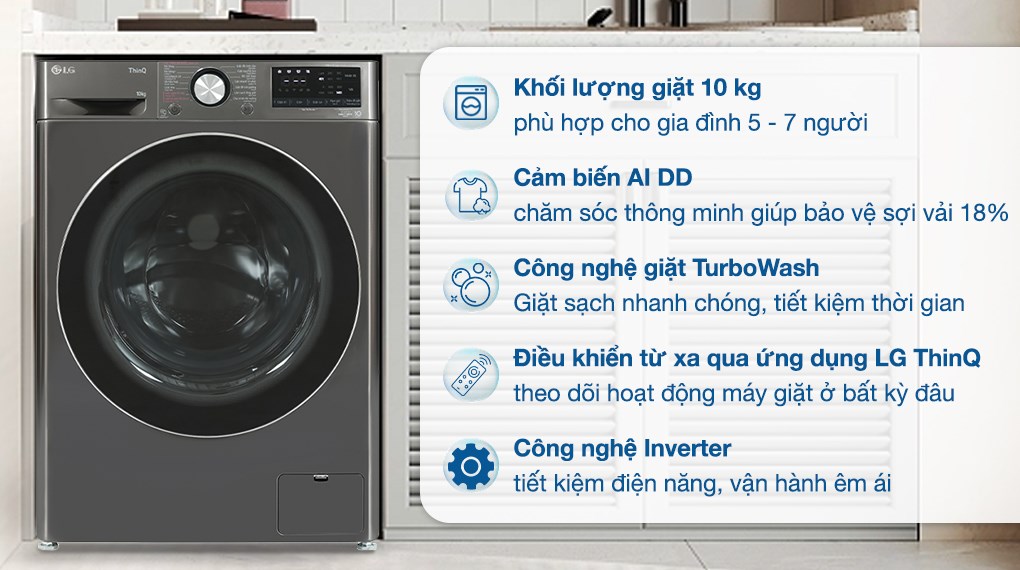 Máy giặt LG FV1410S4B-  Giải pháp tốt nhất cho những gia đình bận rộn