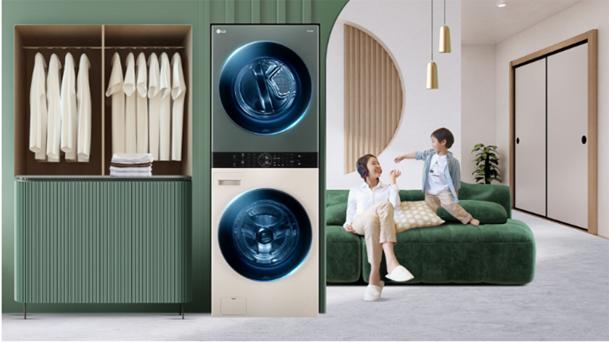 Tháp giặt sấy LG WashTower WT2116SHEG – Thiết kế hiện đại, tích hợp giặt và sấy trong một thiết bị