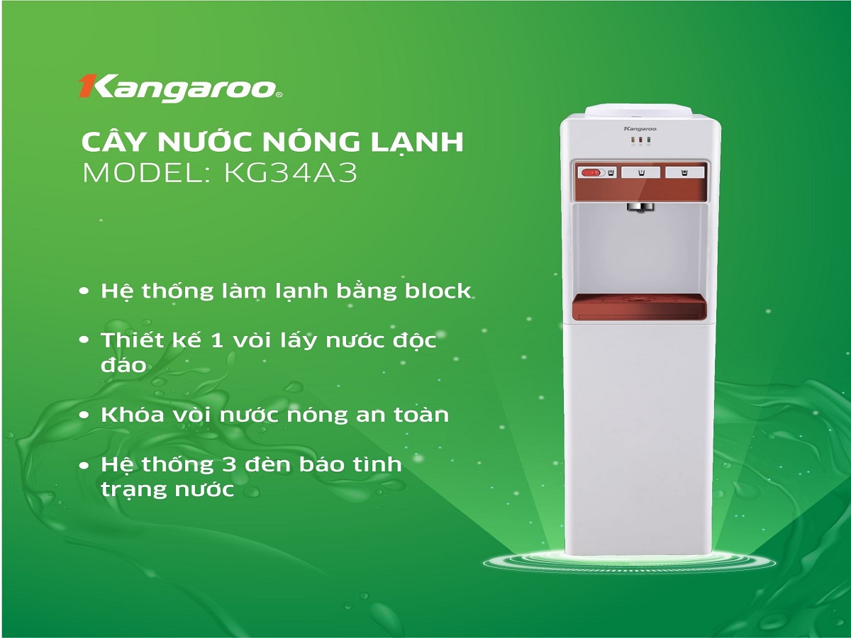 Cây nước nóng lạnh Kangaroo úp bình KG34A3 – giải pháp tiện lợi cho mọi gia đình