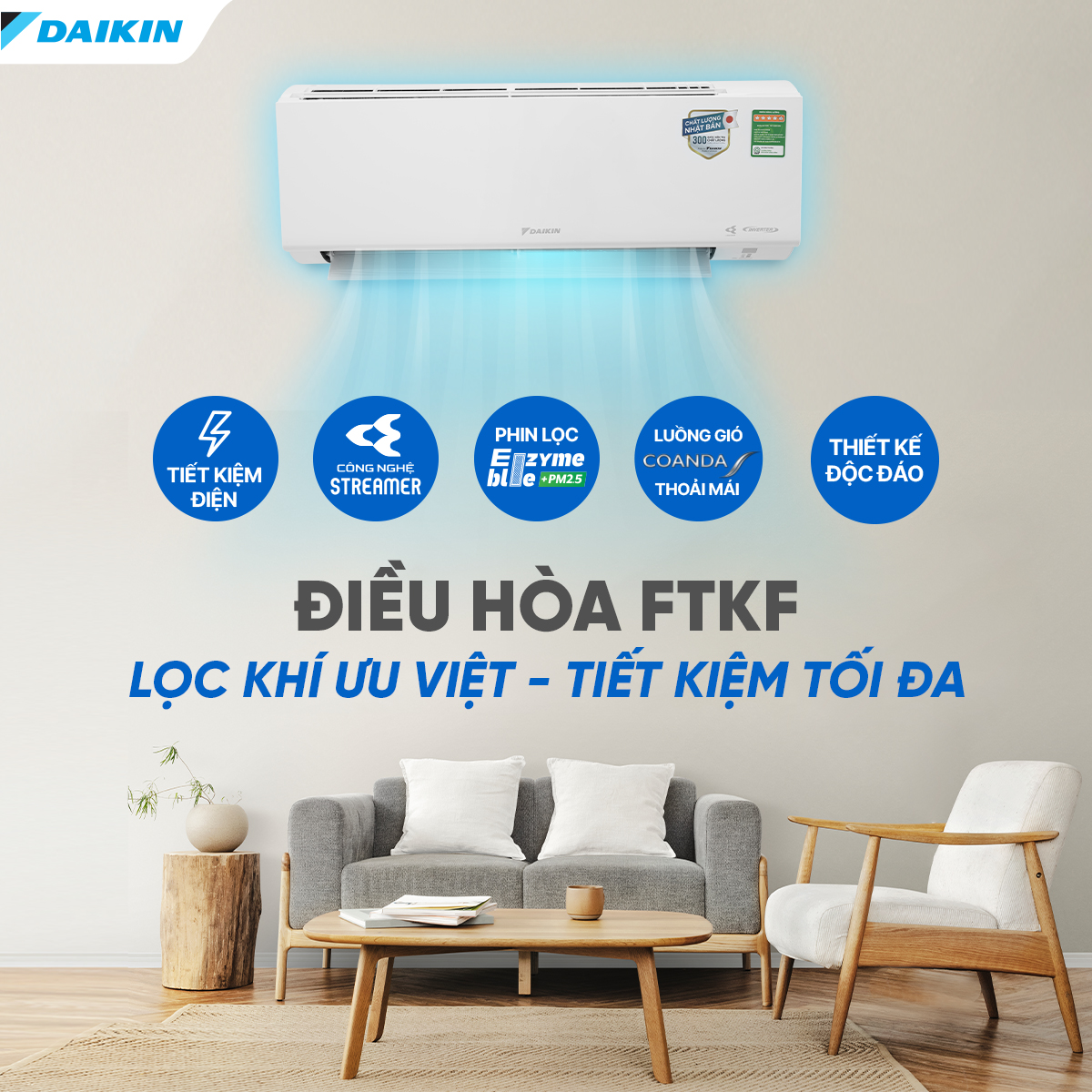 Review điều hòa Daikin 9000btu 1 chiều FTKF25ZVMV mới 2025 có đặc điểm gì?