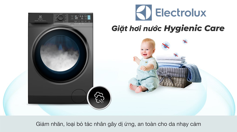 Máy giặt electrolux EWF1043R7SC nổi bật với công nghệ giặt hơi nước diệt khuẩn 99,9%