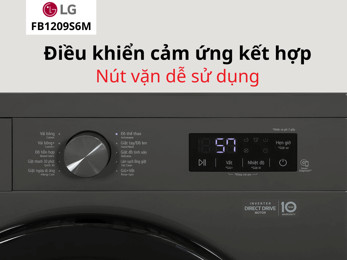 Trải nghiệm giặt giũ thông minh với máy giặt LG FB1209S6M