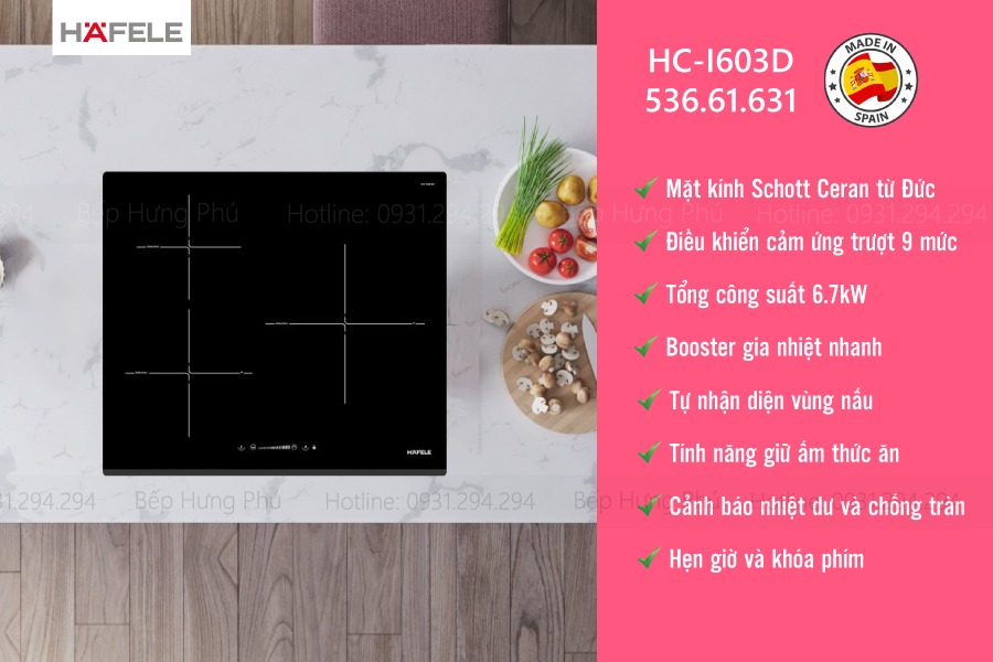 Những ưu điểm không thể bỏ qua của Bếp Từ Hafele 3 Vùng Nấu HC-I603D (536.61.631)