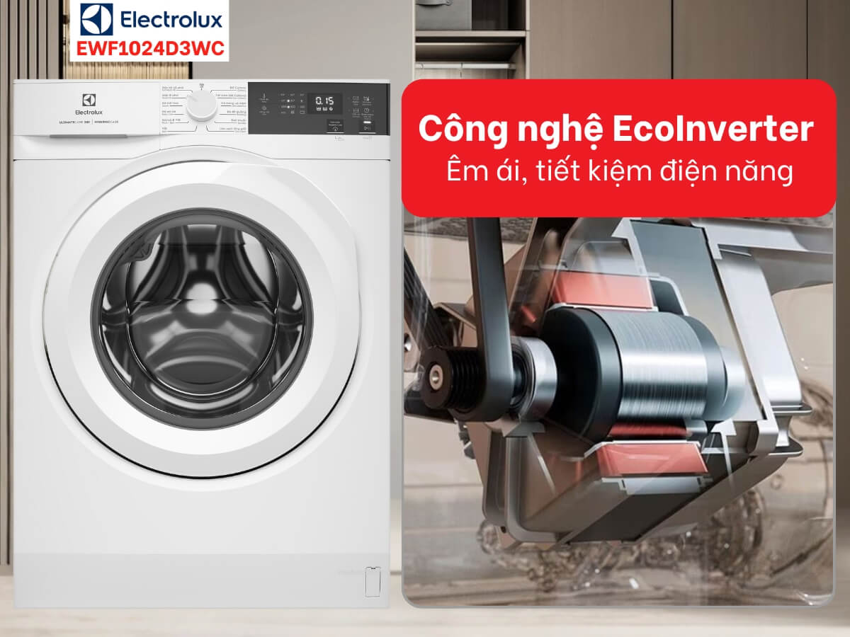 Máy giặt Electrolux 10Kg EWF1024D3WC -  Giặt Sạch Nhẹ Nhàng, Nâng Niu Từng Sợi Vải