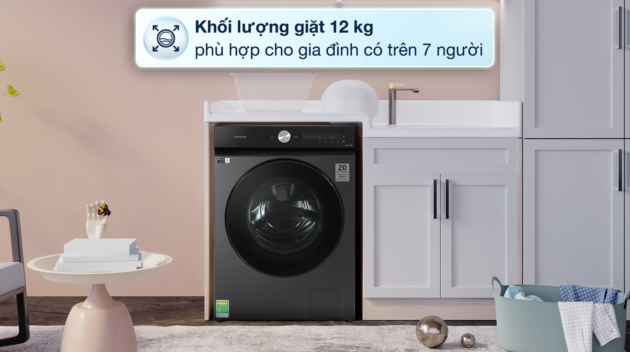 Khám phá tính năng EcoBubble™: Giặt sạch sâu, bảo vệ sợi vải với máy giặt Samsung cửa ngang WW12CB944DGB/SV