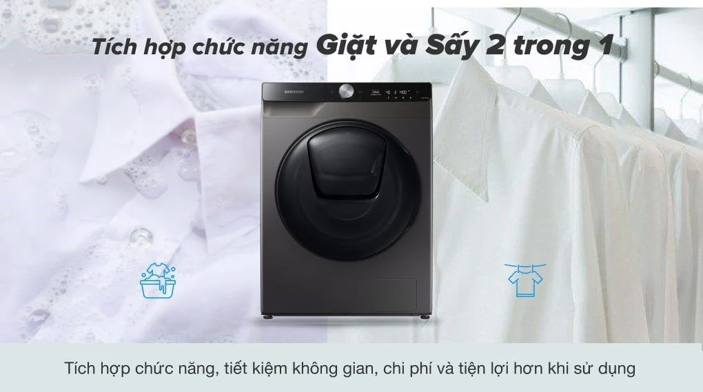 Máy giặt samsung inverter WD95T754DBX/SV - Máy giặt sấy đa năng cho gia đình hiện đại 