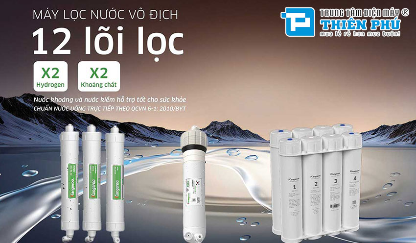 Máy Lọc Nước Kangaroo Sumire Hydrogen ion Kiềm KGEP12A1 12 Lõi