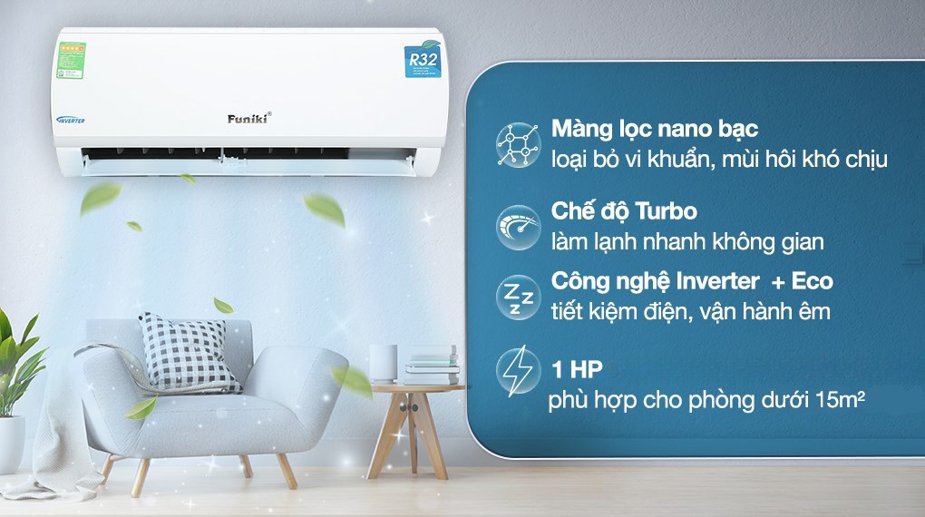 Điều hòa Funiki 9000btu inverter HIC09TMU tiết kiệm điện năng tối ưu cho mùa hè 2025