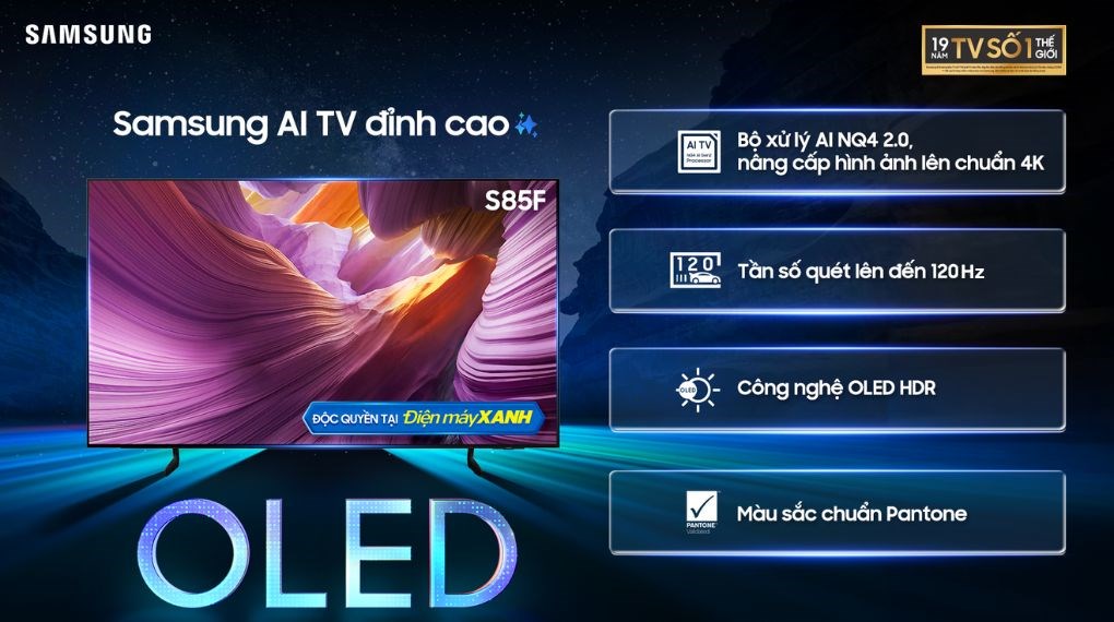 Smart tivi samsung Oled 55 inch QA55S85FAEXXV – Chuẩn 4K, công nghệ Vision AI đỉnh cao